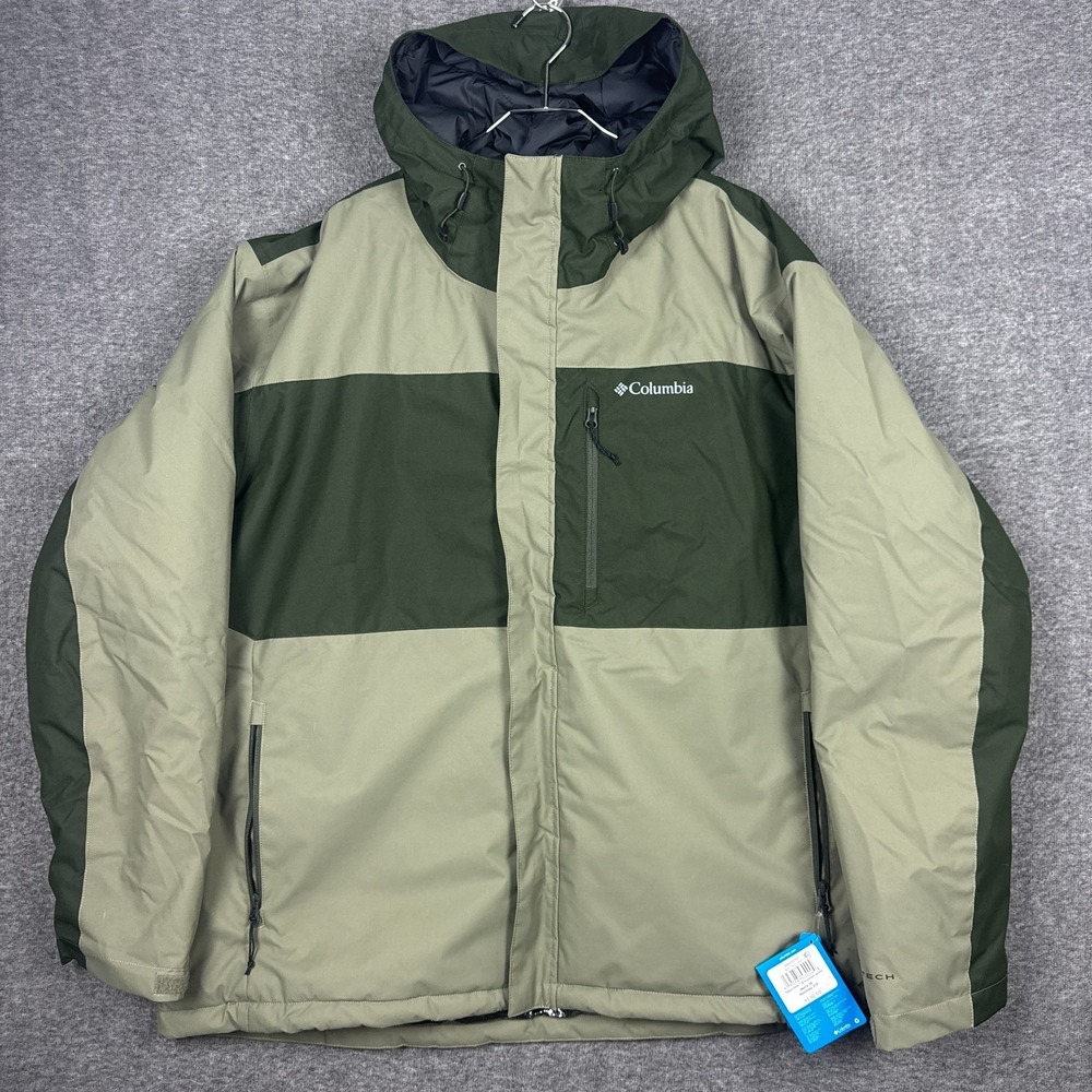 Columbia Men's Two-Tone Olive Green Hooded Winter Jacket